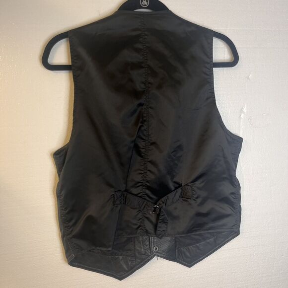 Metropolitan New York Vintage Black Leather Patchwork Button Front Vest medium - Picture 5 of 7